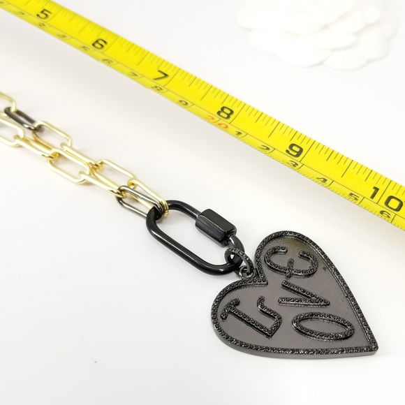 NWT Heart LOVE Pave CZ Paperclip Carabiner Choker - Picture 10 of 11